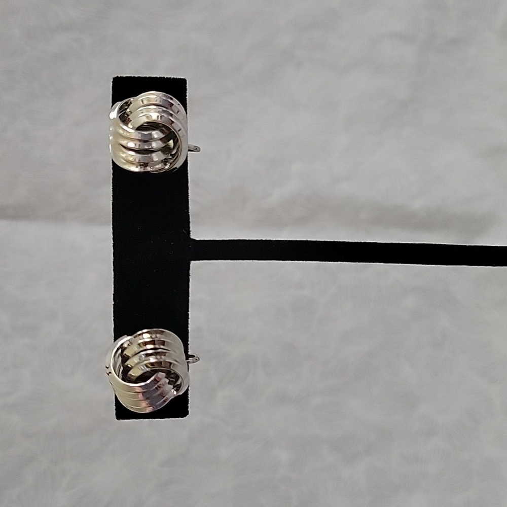Trifari Silver Knot Clip Earrings